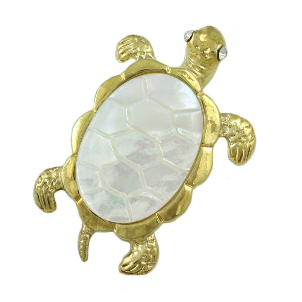 Lilylin Designs White Mother of Pearl Shell Turtle Brooch Pin