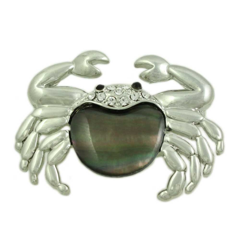 Lilylin Designs Genuine Abalone Shell and Crystal Crab Brooch Pin