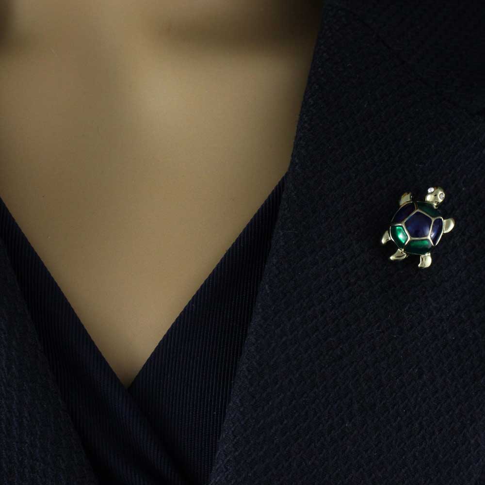 Tiny Blue and Green Enamel Turtle Lapel Tac Pin - SP213A - Lilylin Designs