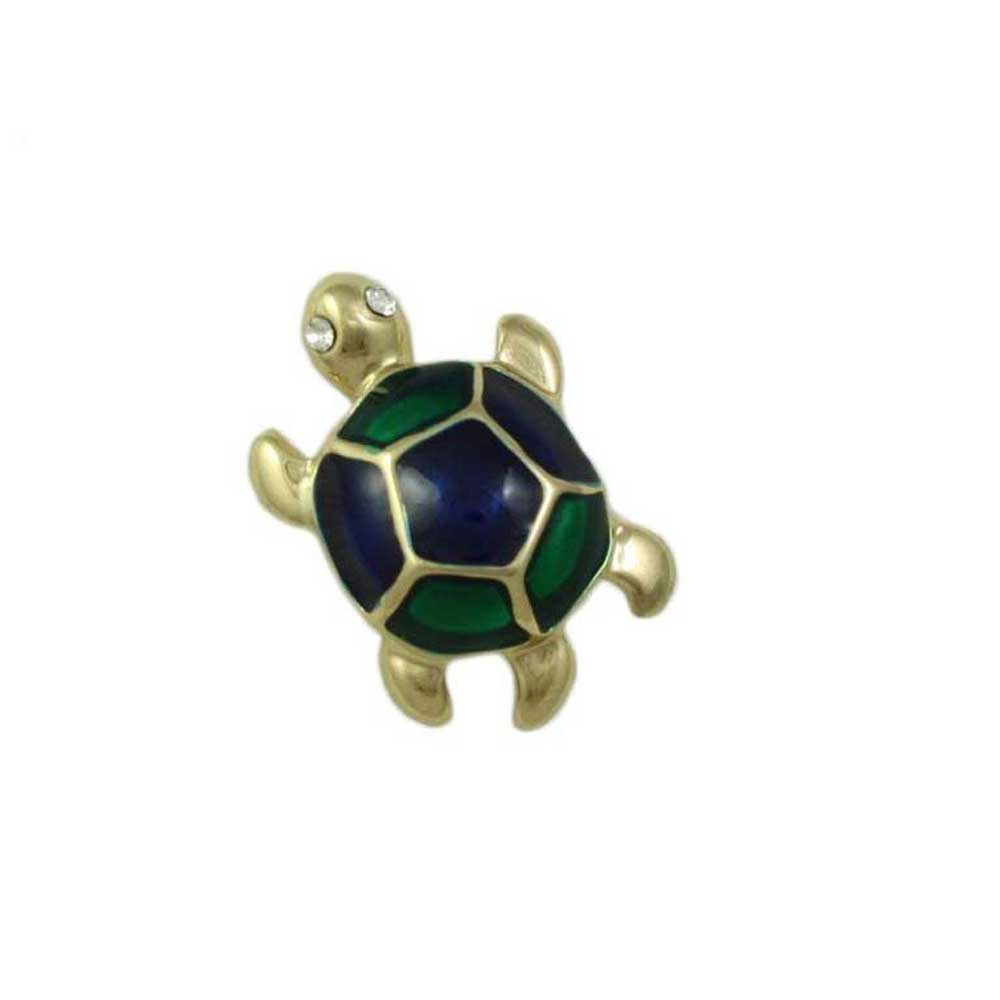Lilylin Designs Tiny Blue and Green Enamel Turtle Lapel Tac Pin