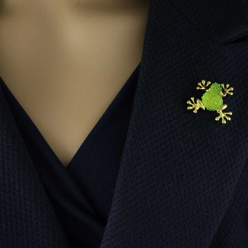 Little Light Green Acrylic Frog with Black Eyes Lapel Pin - SPA022 - Lilylin Designs