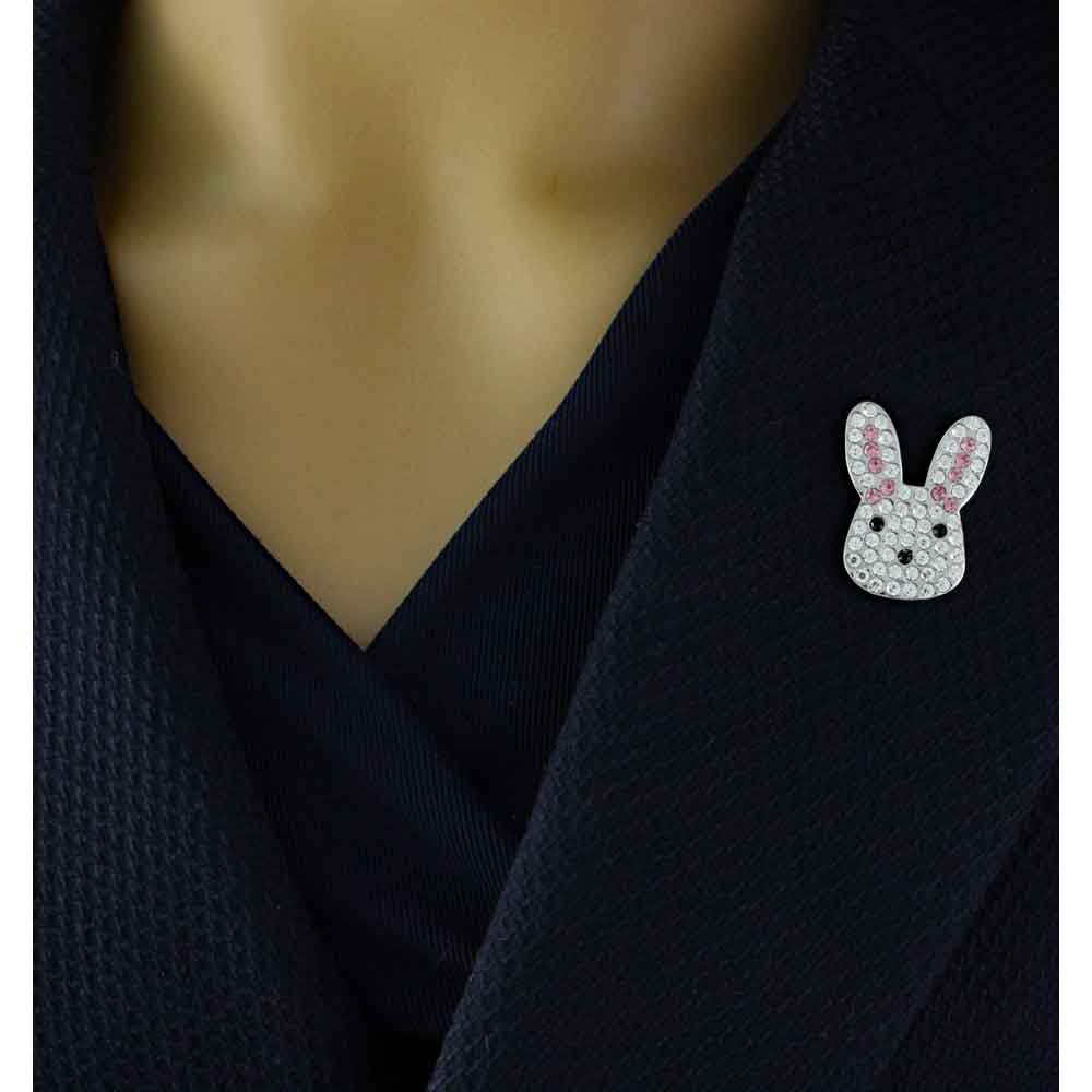 Small Crystal Bunny Head Lapel Tac Pin - SPA201 - Lilylin Designs