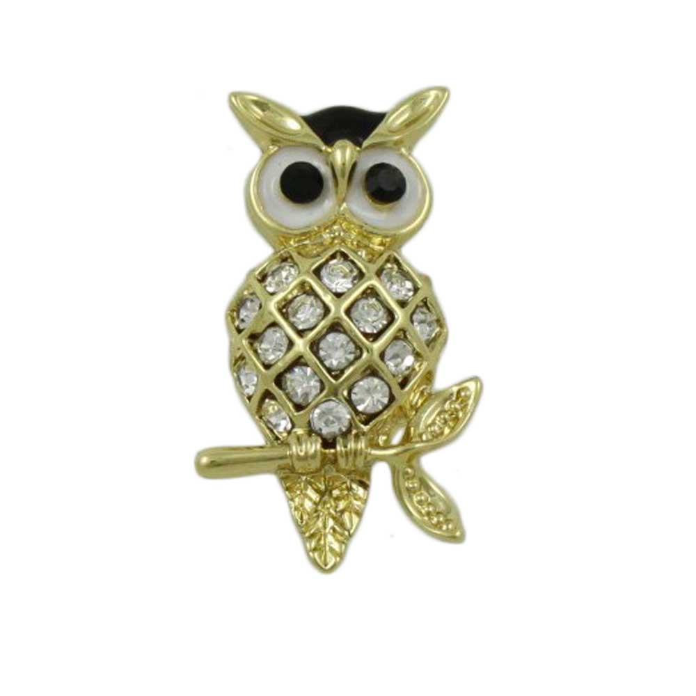 Lilylin Designs Black and White Harlequin Crystal Owl Lapel Tac Pin