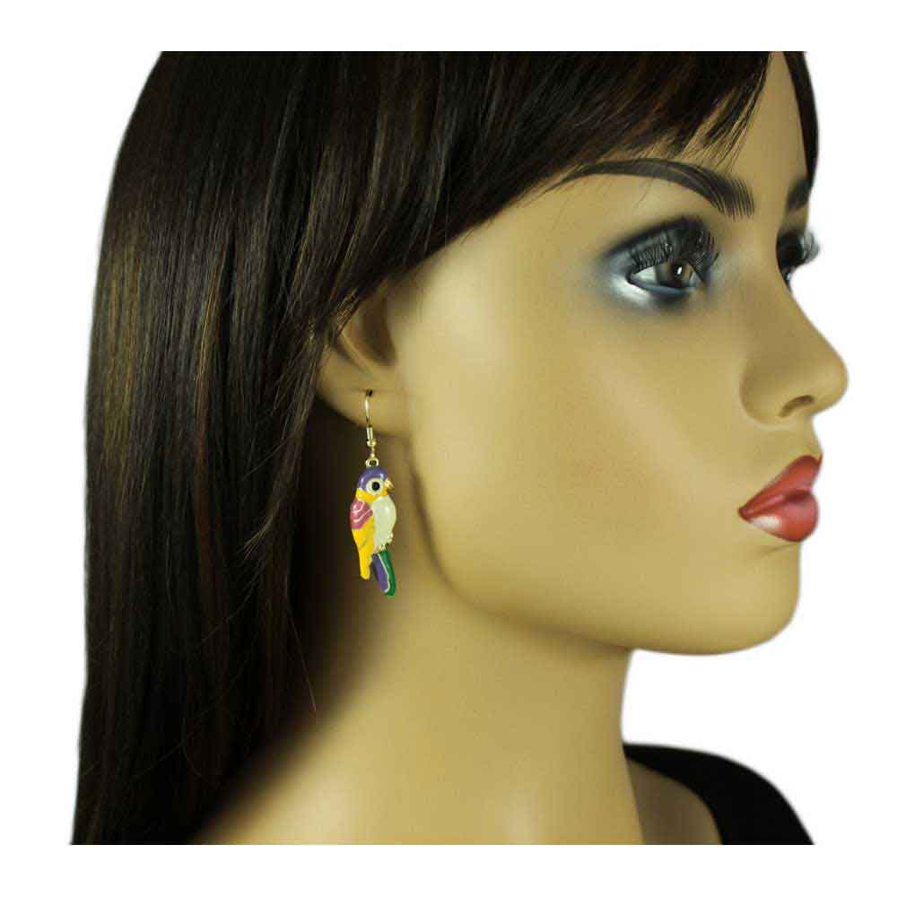 Bright Colorful Enamel Dangling Parrot Earring - SPA401E - Lilylin Designs