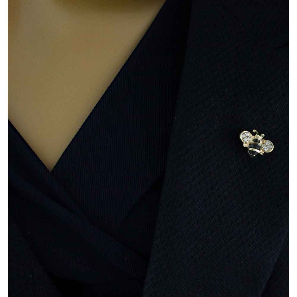 Small Black and Gold Striped Bee Lapel Tac Pin - SPA774 - Lilylin Designs
