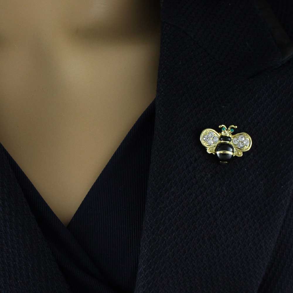 Black and Gold Striped Bumblebee Lapel Tac Pin - SPA774LG - Lilylin Designs