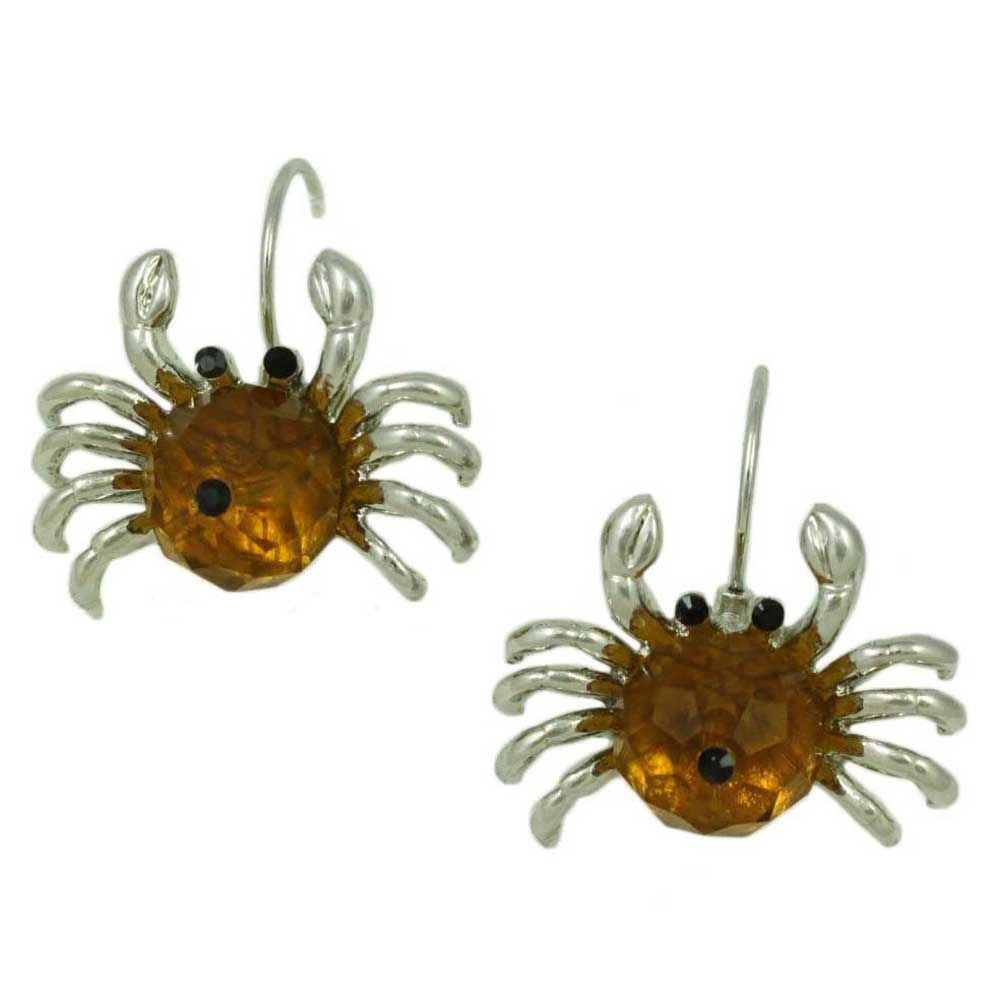 Lilylin Designs Brown Bead Crab with Black Eyes Leverback Earring
