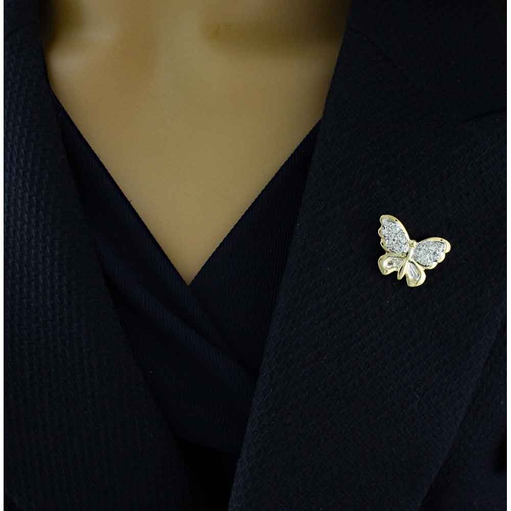 Small Gold and Silver Butterfly Lapel Tac Pin - SPA982 - Lilylin Designs
