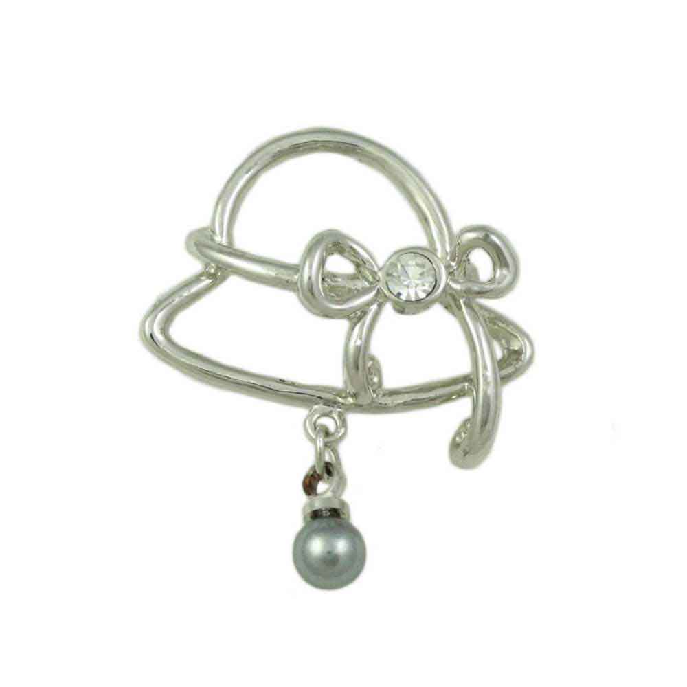 Lilylin Designs Girl's Bonnet Lapel Tac Pin with Dangling Gray Pearl