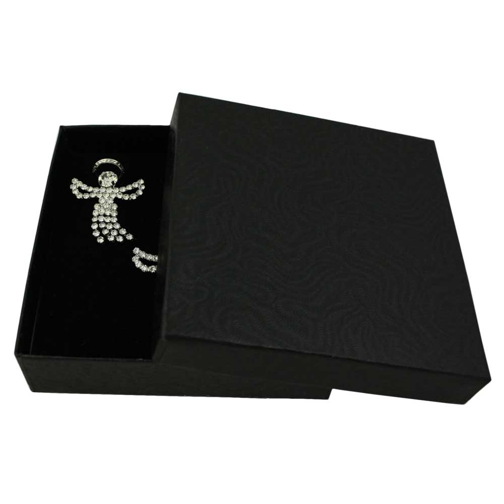 Crystal Guardian Angel Lapel Tac Pin with Earring Gift Set - SPF601BS - Lilylin Designs