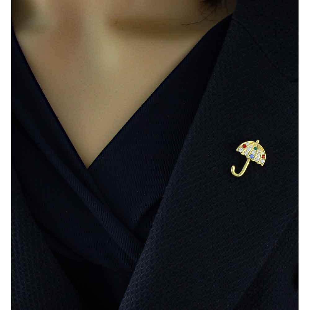Small Colorful Crystal Umbrella Lapel Tac Pin - SPF640 - Lilylin Designs