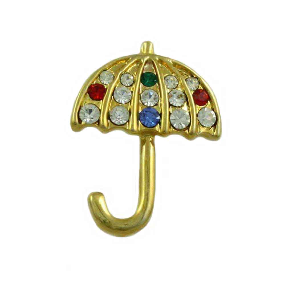 Lilylin Designs Small Colorful Crystal Umbrella Lapel Tac Pin