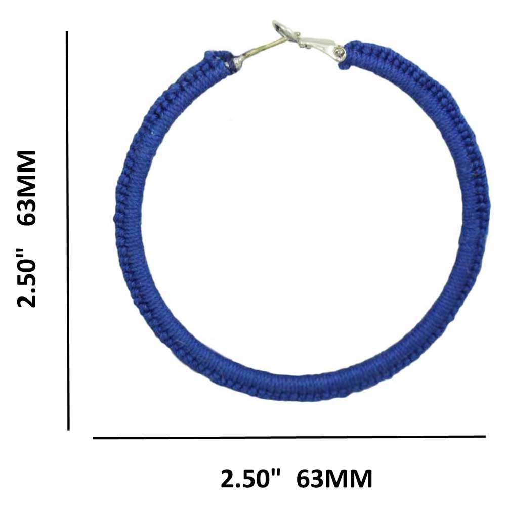 Large Blue Crochet Hoop Pierced Earring - STXE14 - Lilylin Designs