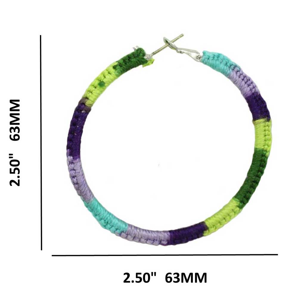 Large Multicolor Crochet Hoop Pierced Earring - STXE16 - Lilylin Designs