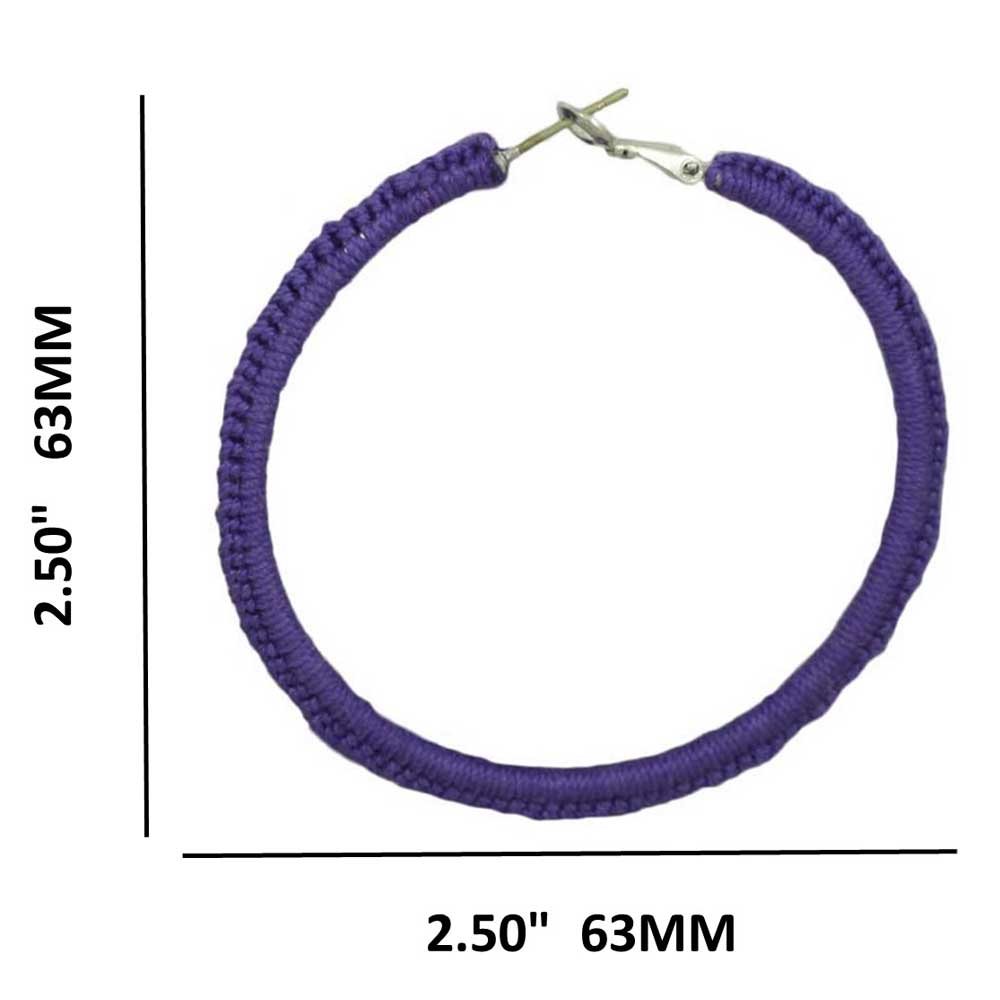 Large Purple Crochet Hoop Pierced Earring - STXE17 - Lilylin Designs