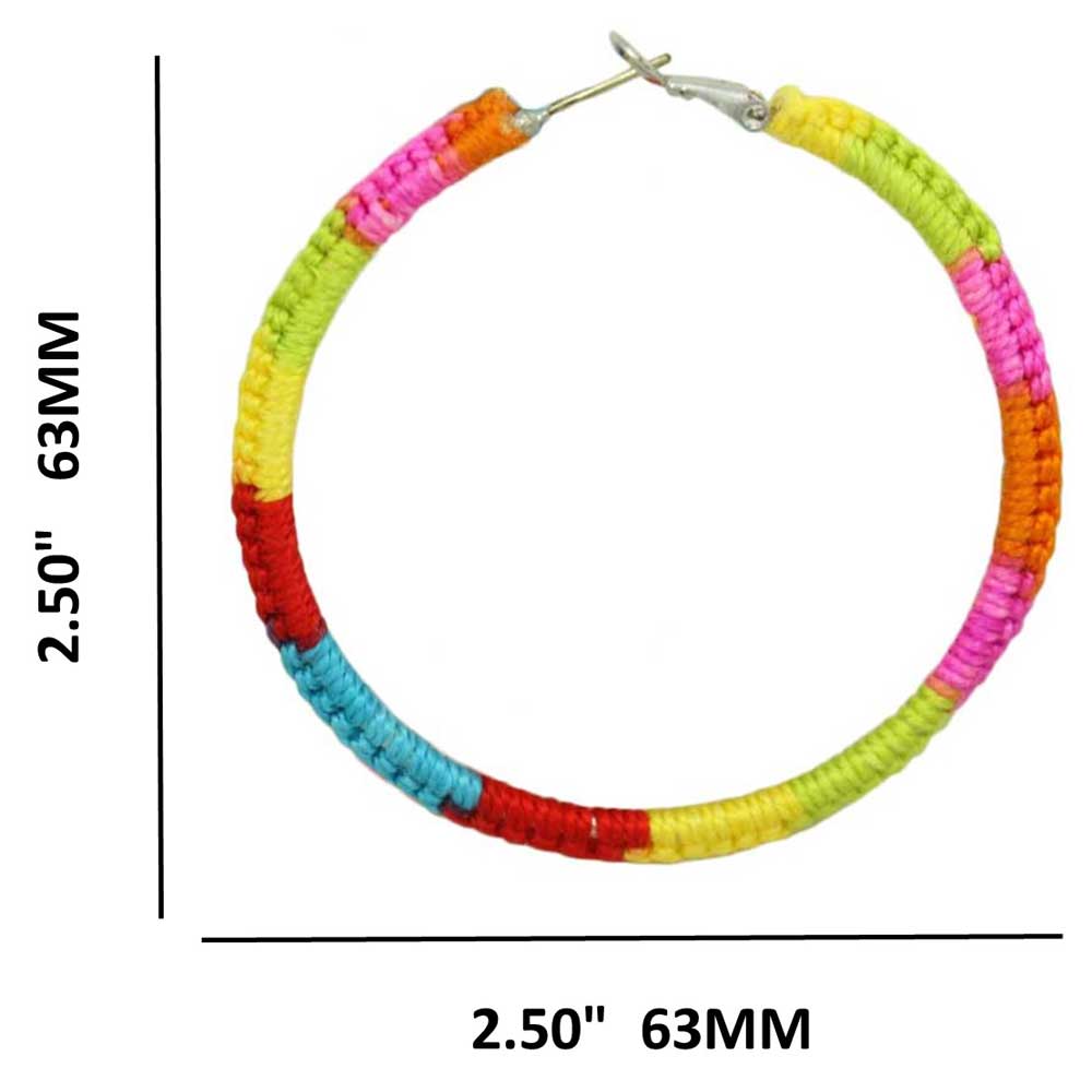 Large Rainbow Crochet Hoop Pierced Earring - STXE19 - Lilylin Designs