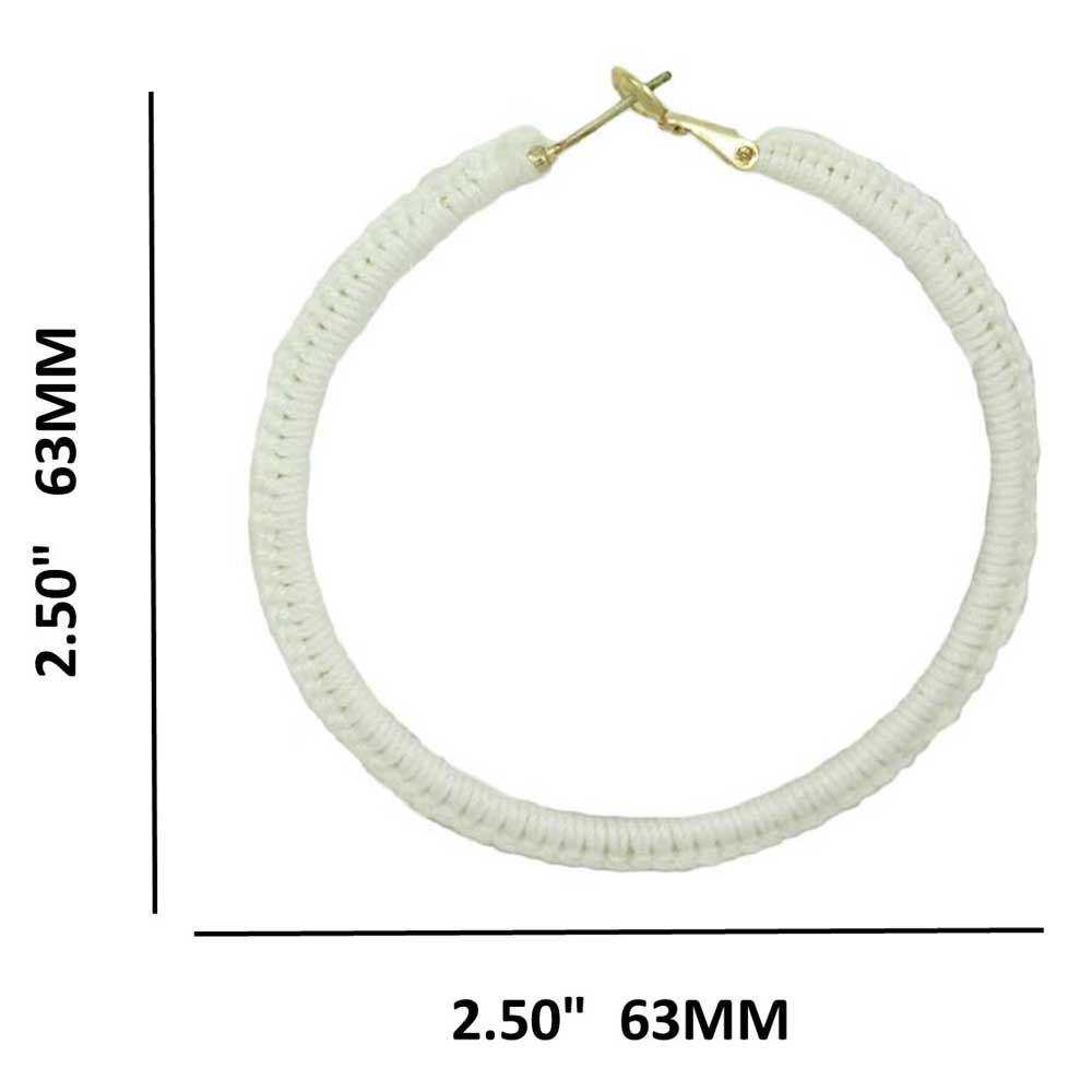 Large White Crochet Hoop Pierced Earring - STXE20 - Lilylin Designs