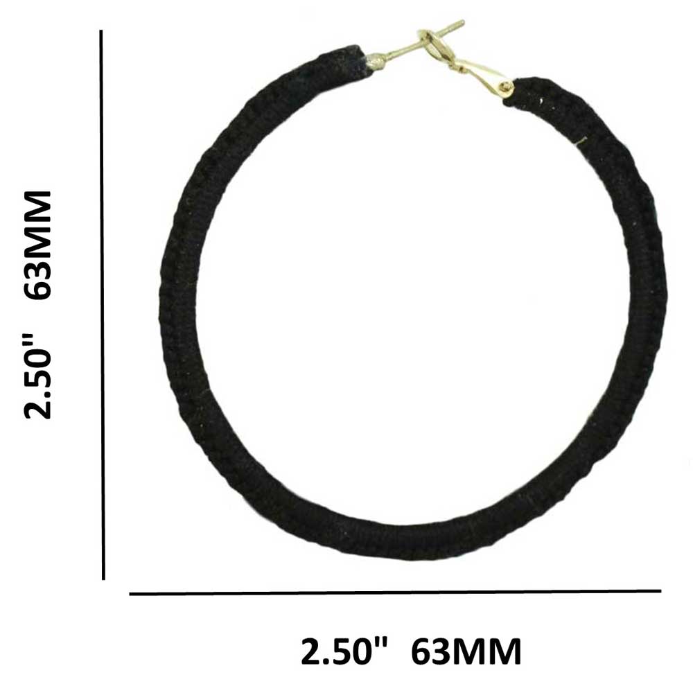 Large Black Crochet Hoop Pierced Earring - STXE21 - Lilylin Designs