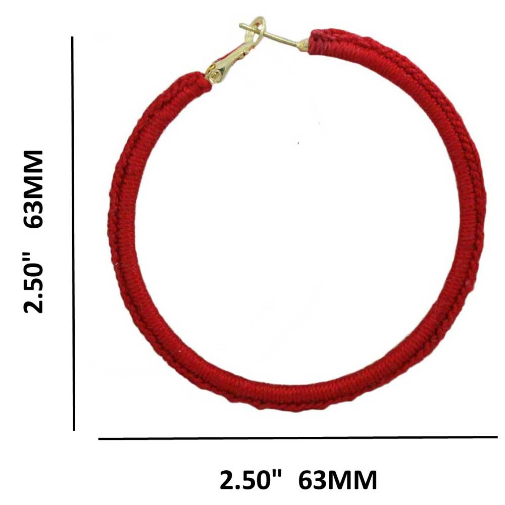 Large Red Crochet Hoop Pierced Earring - STXE22 - Lilylin Designs