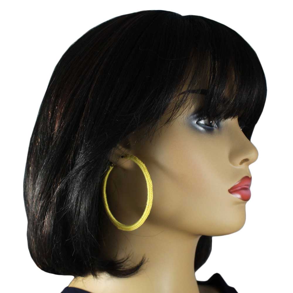 Large Yellow Crochet Hoop Pierced Earring - STXE23 - Lilylin Designs