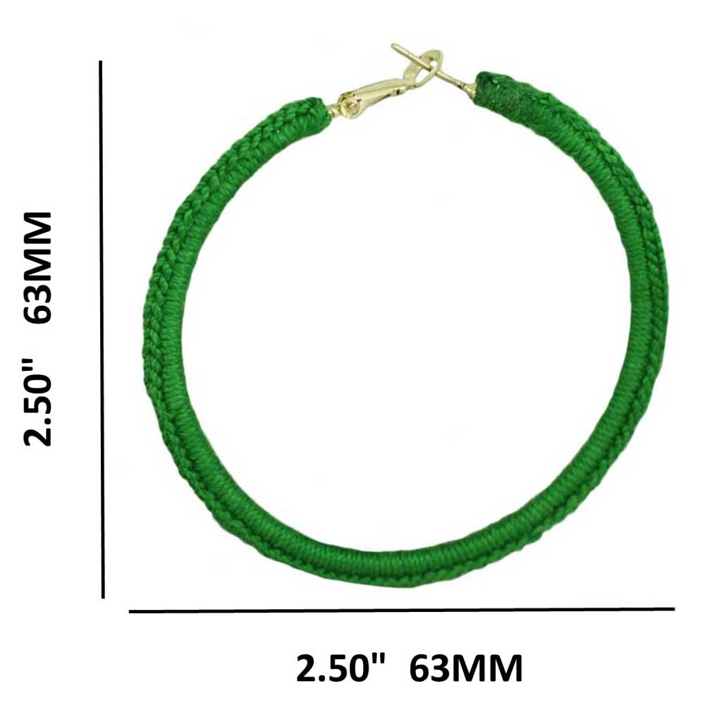 Large Green Crochet Hoop Pierced Earring - STXE24 - Lilylin Designs