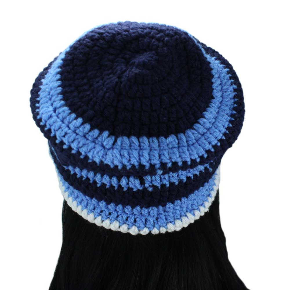 Blue and White Crochet Slouchy Hat Medium/Large - STXH03 - Lilylin Designs