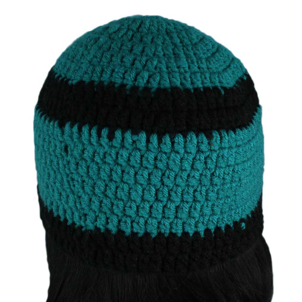 Evergreen and Black Crochet Beanie Hat Medium/Large - STXH06 - Lilylin Designs