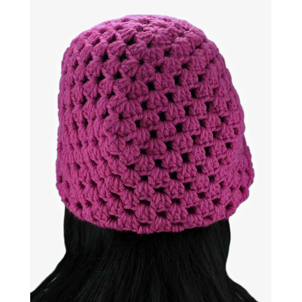 Hot Pink Granny Square Crochet Beanie Hat Med/Large - STXH10 - Lilylin Designs