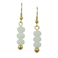 White Bead Dangling Fishhook Pierced Earring - BG401WE - Lilylin Designs