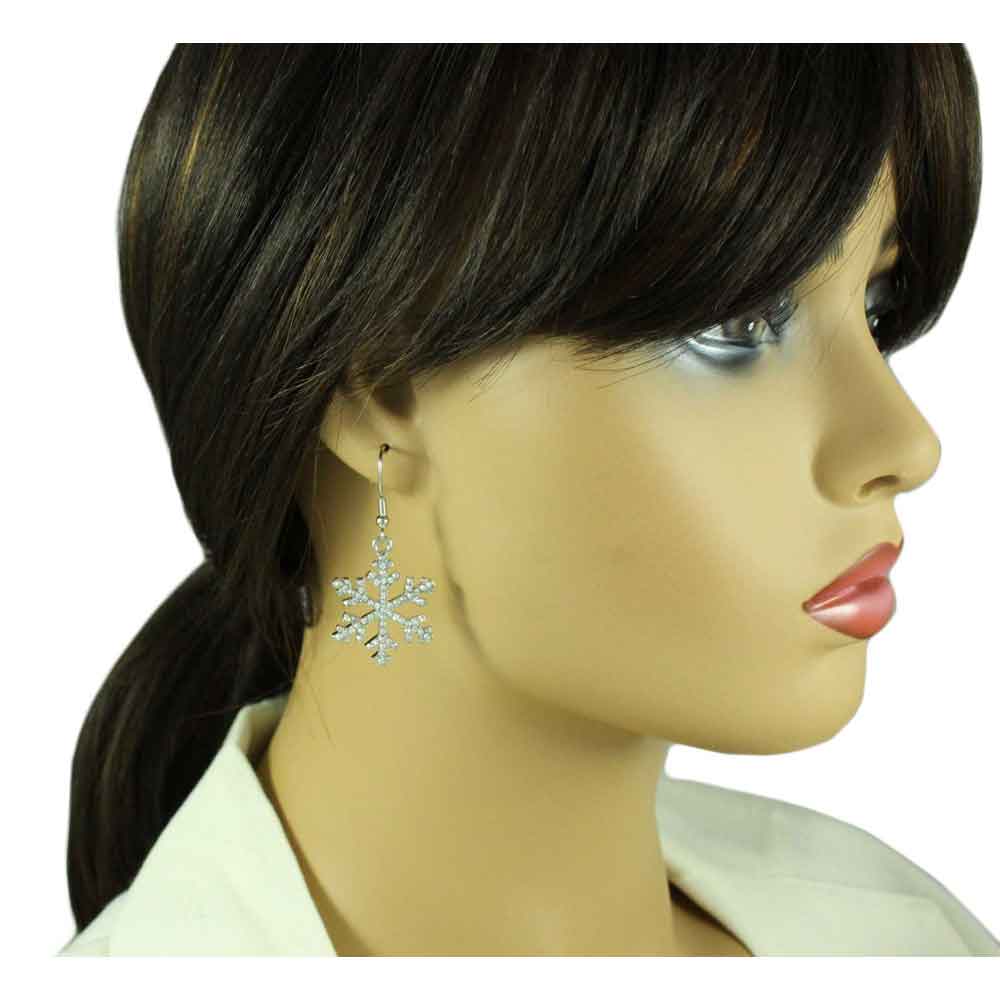Crystals Dangling Snowflake Pierced Earring - XE003 - Lilylin Designs