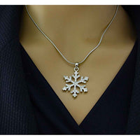 Load image into Gallery viewer, Crystal Snowflake Pendant on Silver - tone Chain - XE003N - Lilylin Designs

