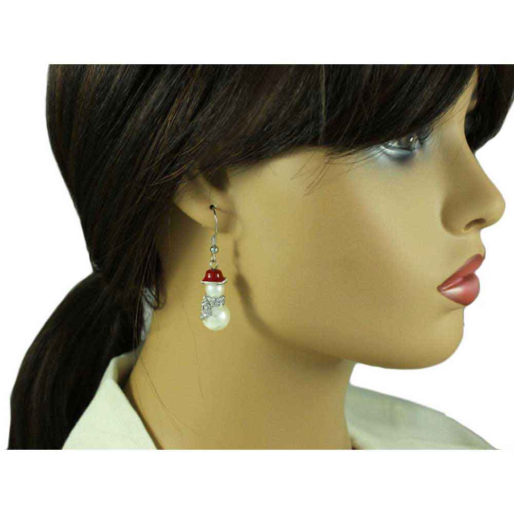 Pearl Snowman Earring with Crystal Scarf - XE106 - Lilylin Designs