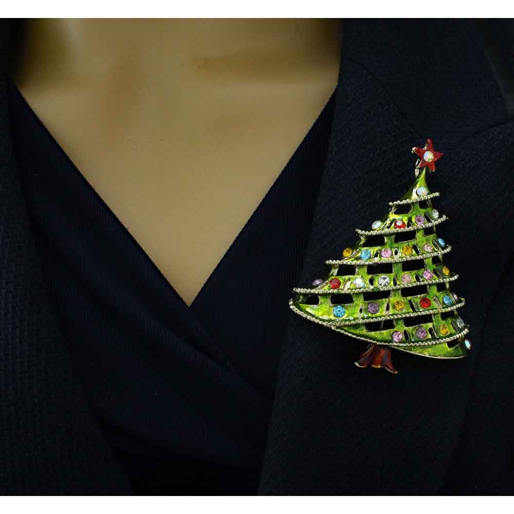 Large Light Green Christmas Tree Brooch Pin - XP132 - Lilylin Designs