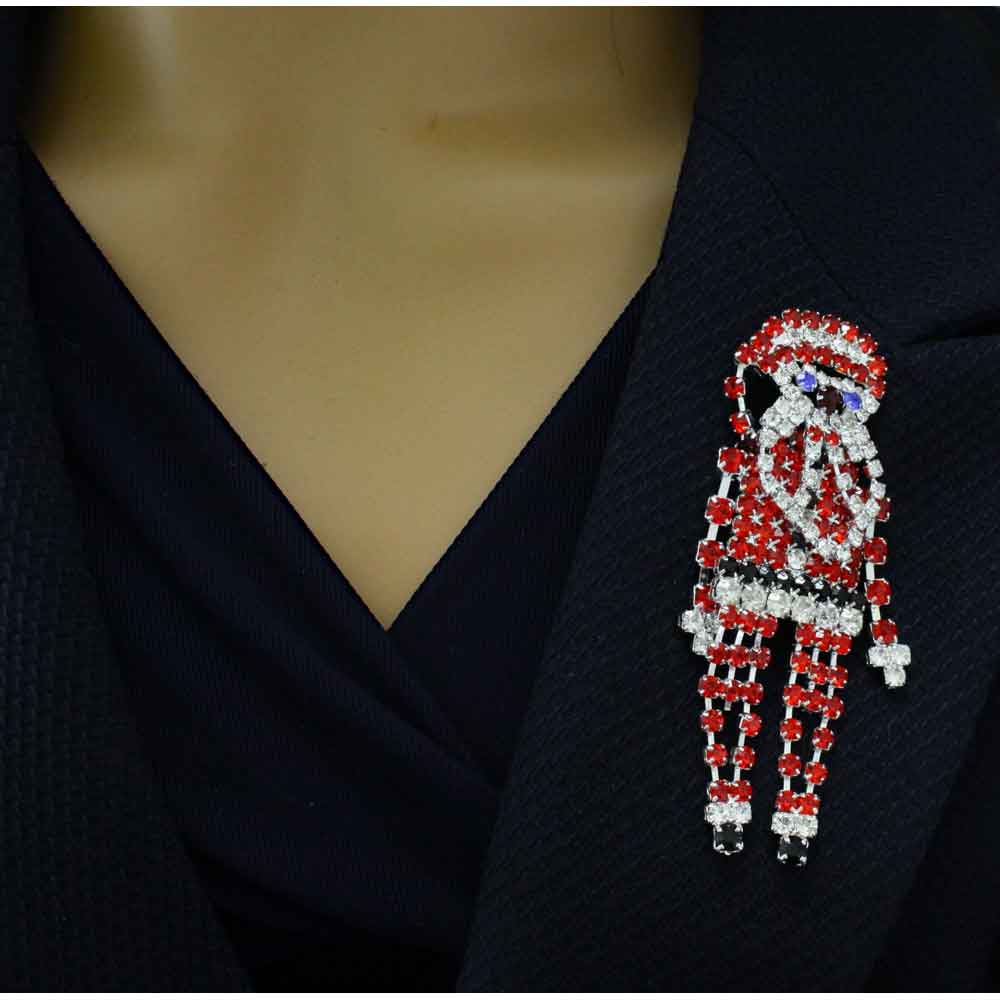 Large Sparkling Red Crystals Santa Brooch Pin - XP344 - Lilylin Designs