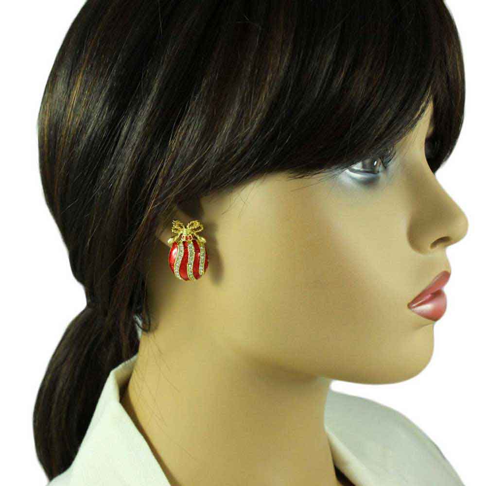 Red Christmas Ornament Clip Earring - XP348EC - Lilylin Designs