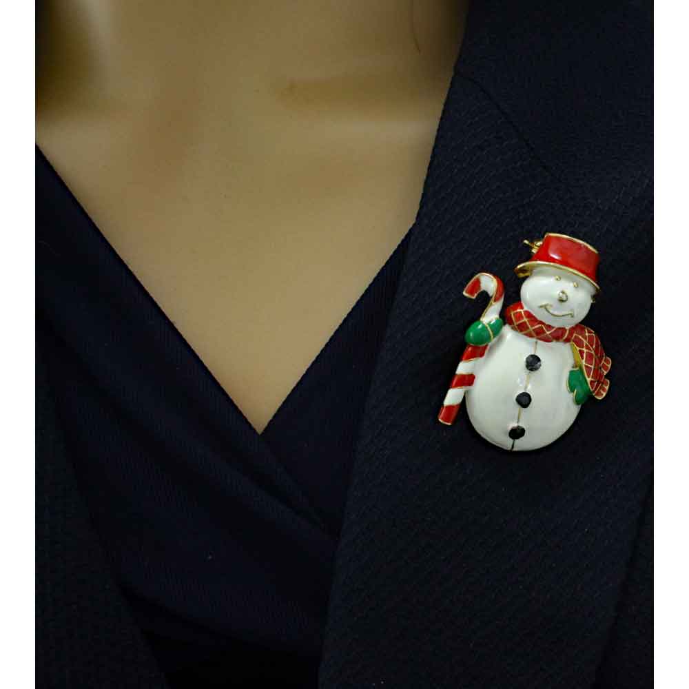 Jolly Snowman with Red Hat and Scarf Brooch Pin - XP422 - Lilylin Designs